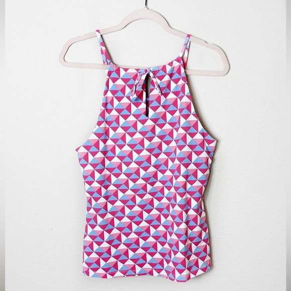 J. McLaughlin Pink Blue White Geometric Print Sleeveless Top Sz. Small - Picture 2 of 9